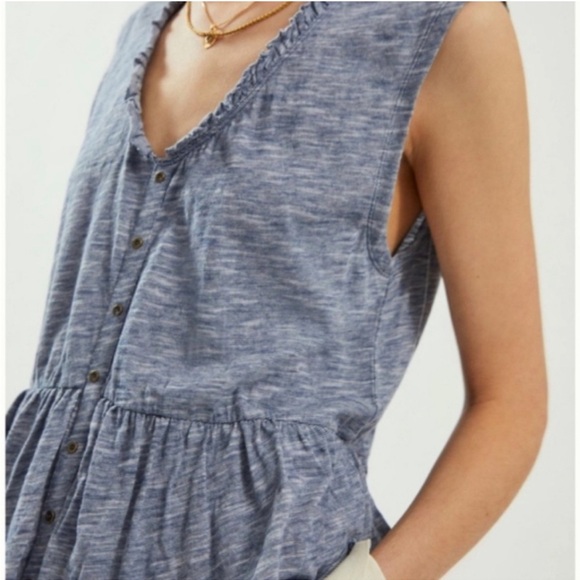 Pilcro Chrissy Striped Layered Babydoll Tank Top Size Large - Picture 2 of 8